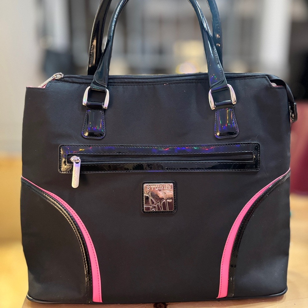 Diane Von Furstenberg Black and Pink Laptop Bag